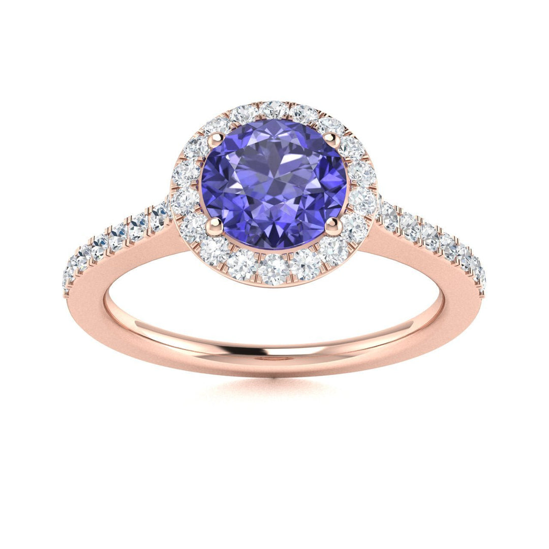 14kt Gold Round brilliant Tanzanite and Diamond Ladies Ring (Tanzanite 0.75 cts. Diamonds 0.50 cts.)