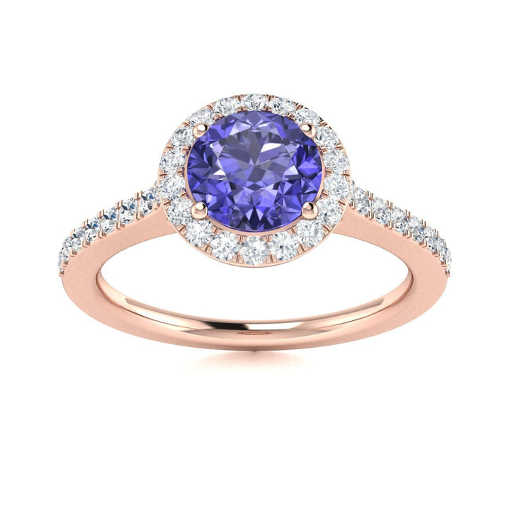 14kt Gold Round brilliant Tanzanite and Diamond Ladies Ring (Tanzanite 0.75 cts. Diamonds 0.50 cts.)