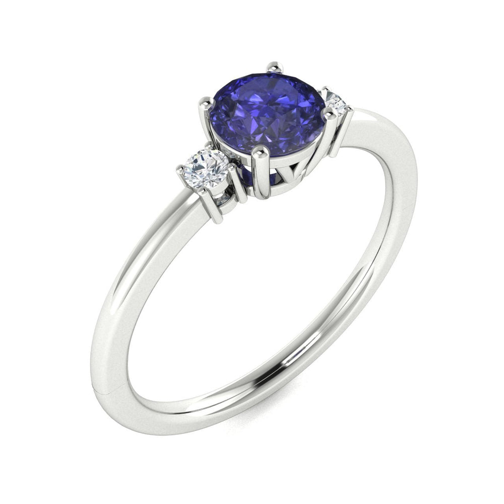 14Kt Gold Round Brilliant Tanzanite and Diamond Ladies Ring (Tanzanite 0.75 cts. White Diamonds 0.20 cts.)