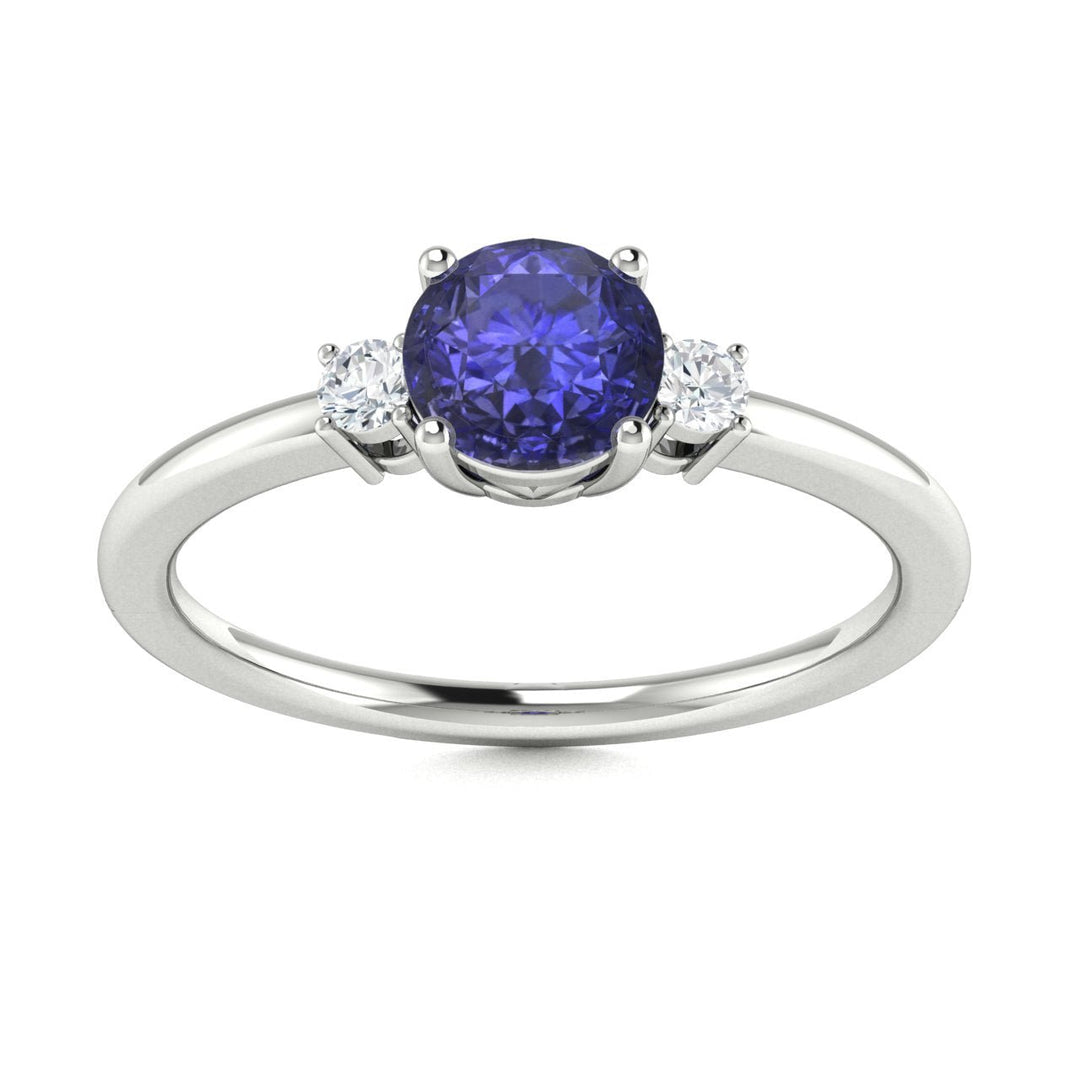 14Kt Gold Round Brilliant Tanzanite and Diamond Ladies Ring (Tanzanite 0.75 cts. White Diamonds 0.20 cts.)