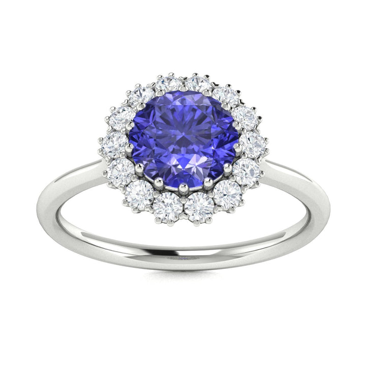 14KT Gold Round Brilliant Tanzanite and Diamond Ladies Ring (Tanzanite 1.00 cts. White Diamond 0.20 cts.)
