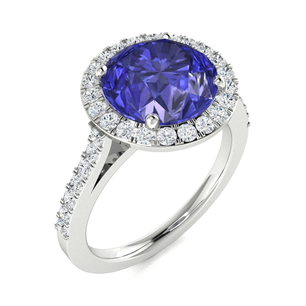 14KT Gold Round Brilliant Tanzanite and Diamond Ladies Ring (Tanzanite 2.00 cts. White Diamond 0.40 cts.)