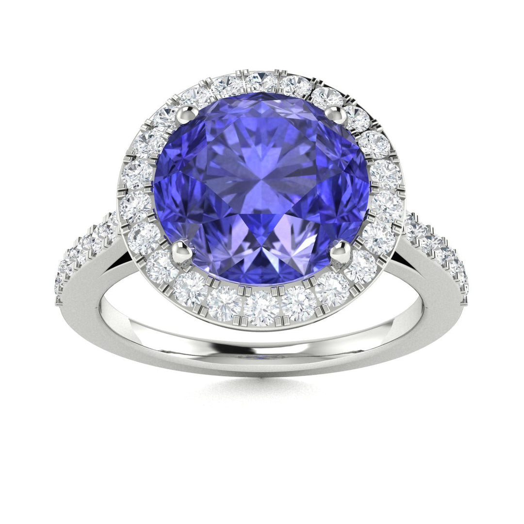 14KT Gold Round Brilliant Tanzanite and Diamond Ladies Ring (Tanzanite 2.00 cts. White Diamond 0.40 cts.)