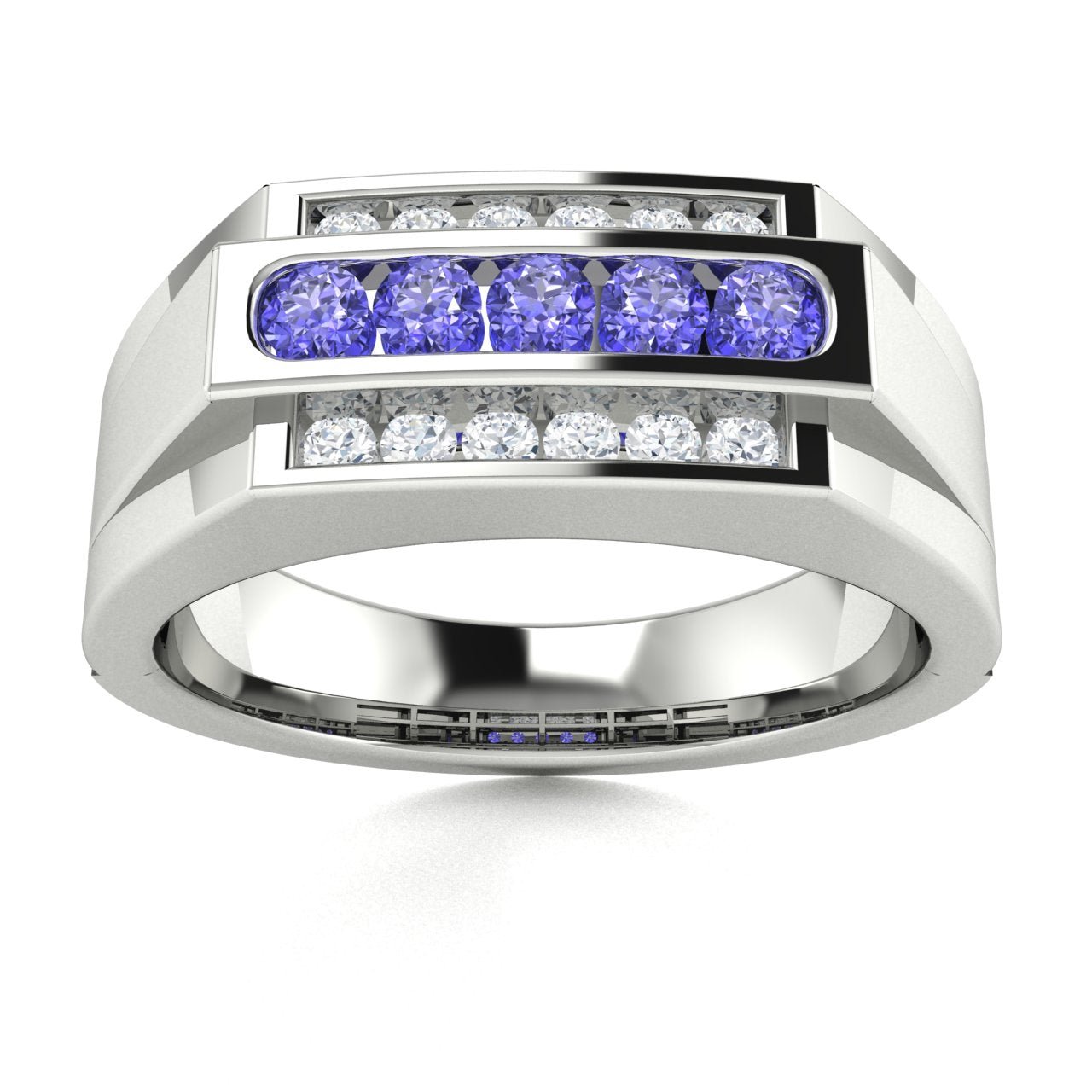 14KT Gold Round Brilliant Tanzanite and Diamond Men's Ring – Kay's