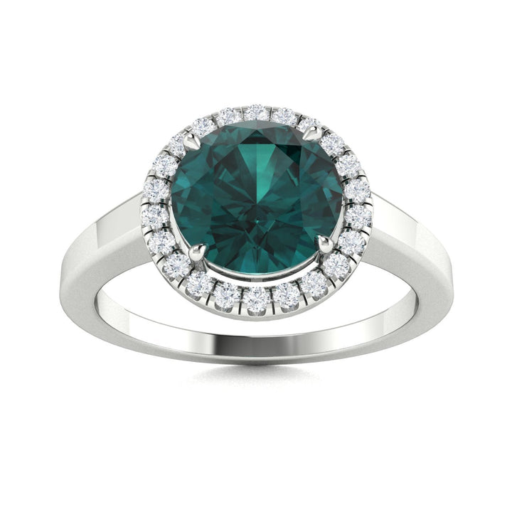 14KT Gold Round Cut Alexandrite and Diamond Ring (Alexandrite 0.98 cts White Diamonds 0.30 cts)