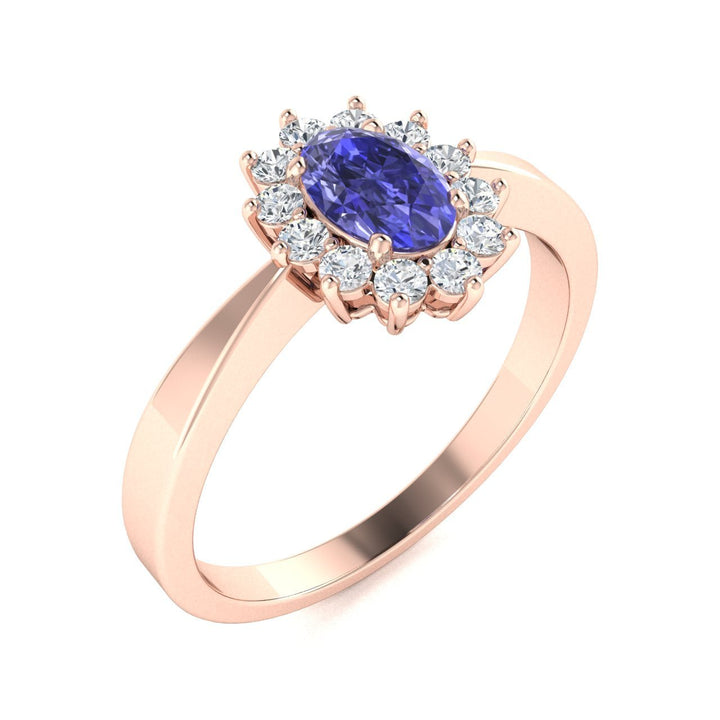 14KT Gold Tanzanite and Diamond Ladies Ring (Tanzanite 0.5 cts. White Diamond 0.22 cts.)
