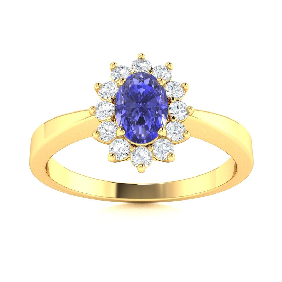 14KT Gold Tanzanite and Diamond Ladies Ring (Tanzanite 0.5 cts. White Diamond 0.22 cts.)