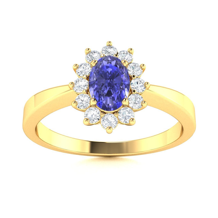 14KT Gold Tanzanite and Diamond Ladies Ring (Tanzanite 0.5 cts. White Diamond 0.22 cts.)