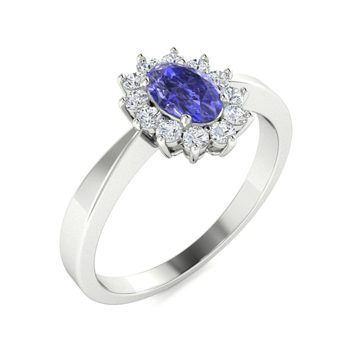 14KT Gold Tanzanite and Diamond Ladies Ring (Tanzanite 0.5 cts. White Diamond 0.22 cts.)