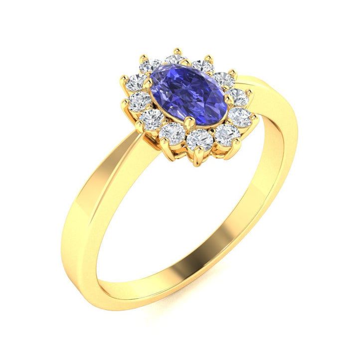 14KT Gold Tanzanite and Diamond Ladies Ring (Tanzanite 0.5 cts. White Diamond 0.22 cts.)