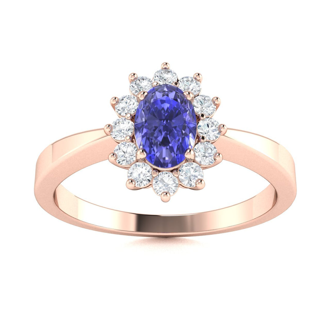 14KT Gold Tanzanite and Diamond Ladies Ring (Tanzanite 0.5 cts. White Diamond 0.22 cts.)