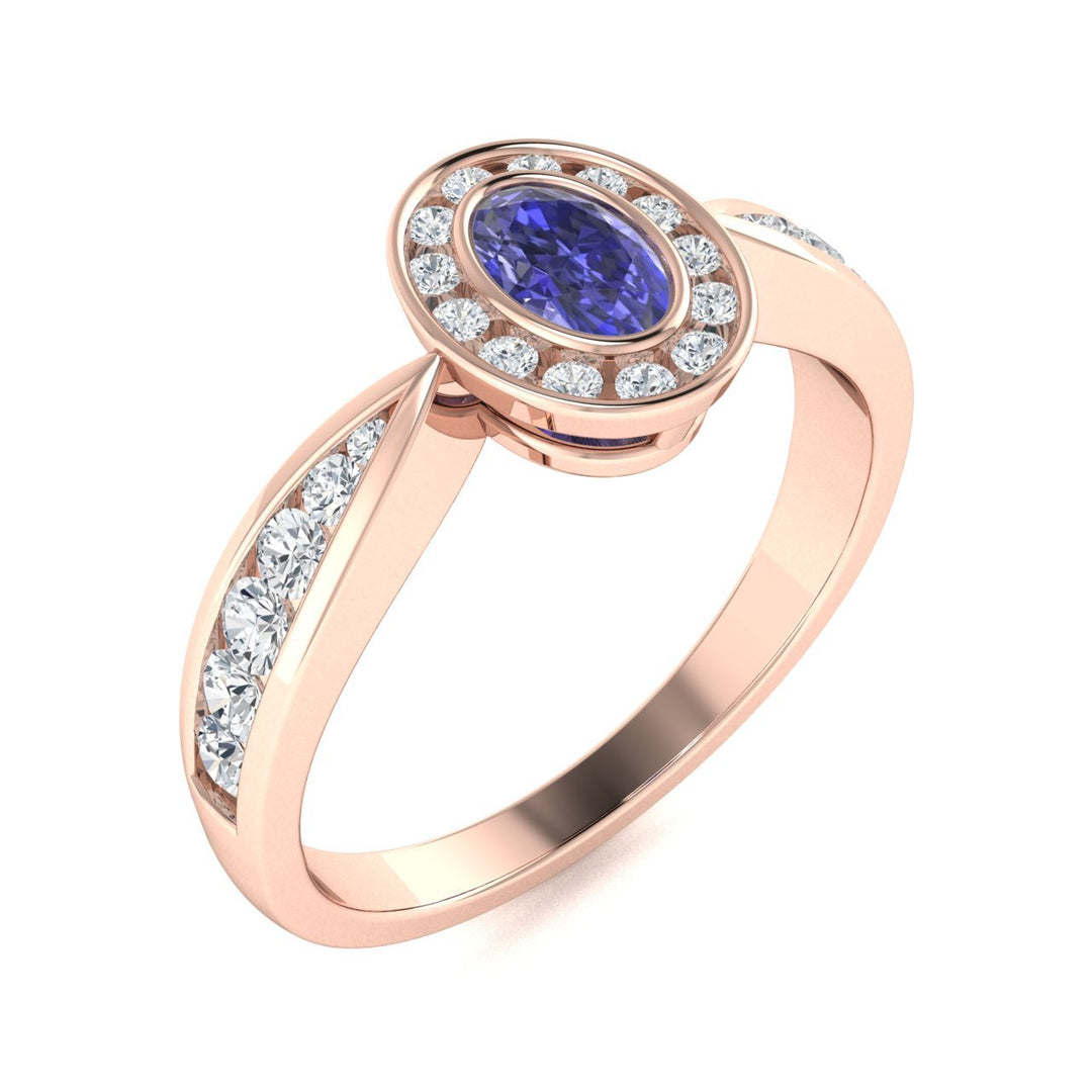 14KT Gold Tanzanite and Diamond Ladies Ring (Tanzanite 0.78 cts. White Diamond 0.55 cts.)