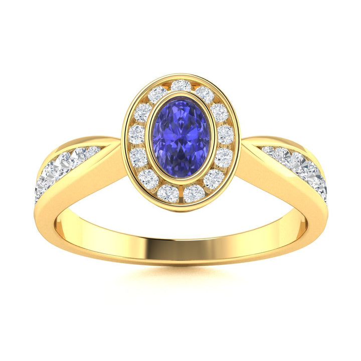 14KT Gold Tanzanite and Diamond Ladies Ring (Tanzanite 0.78 cts. White Diamond 0.55 cts.)