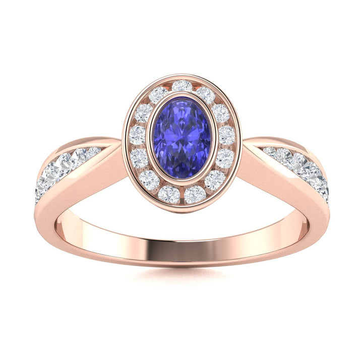 14KT Gold Tanzanite and Diamond Ladies Ring (Tanzanite 0.78 cts. White Diamond 0.55 cts.)