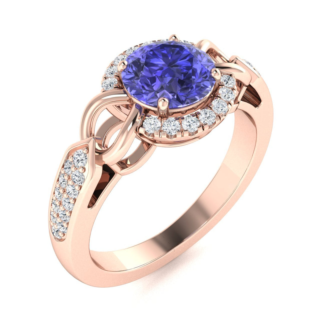 14KT Gold Tanzanite and Diamond Ladies Ring (Tanzanite 0.82 cts White Diamonds 0.12 cts)