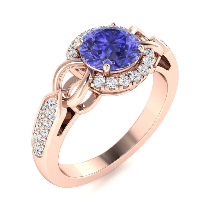14KT Gold Tanzanite and Diamond Ladies Ring (Tanzanite 0.82 cts White Diamonds 0.12 cts)