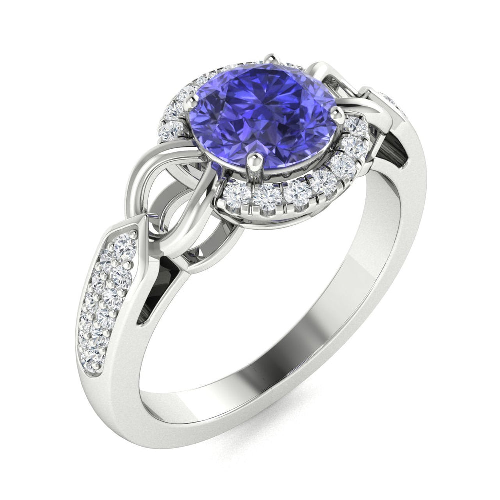 14KT Gold Tanzanite and Diamond Ladies Ring (Tanzanite 0.82 cts White Diamonds 0.12 cts)