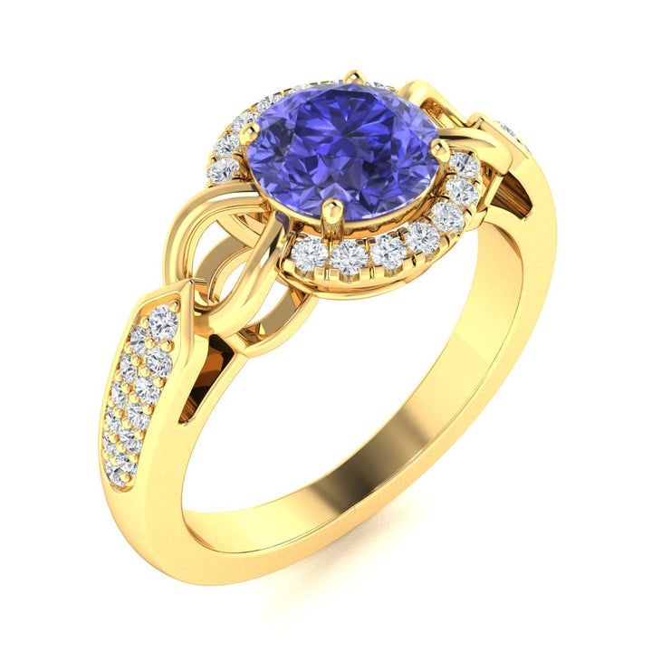 14KT Gold Tanzanite and Diamond Ladies Ring (Tanzanite 0.82 cts White Diamonds 0.12 cts)