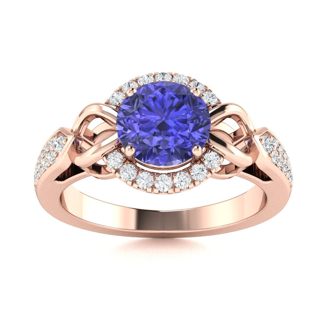 14KT Gold Tanzanite and Diamond Ladies Ring (Tanzanite 0.82 cts White Diamonds 0.12 cts)