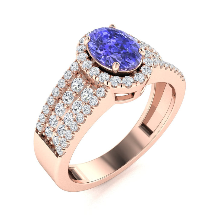14KT Gold Tanzanite and Diamond Ladies Ring (Tanzanite 0.85 cts. White Diamond 0.76 cts.)