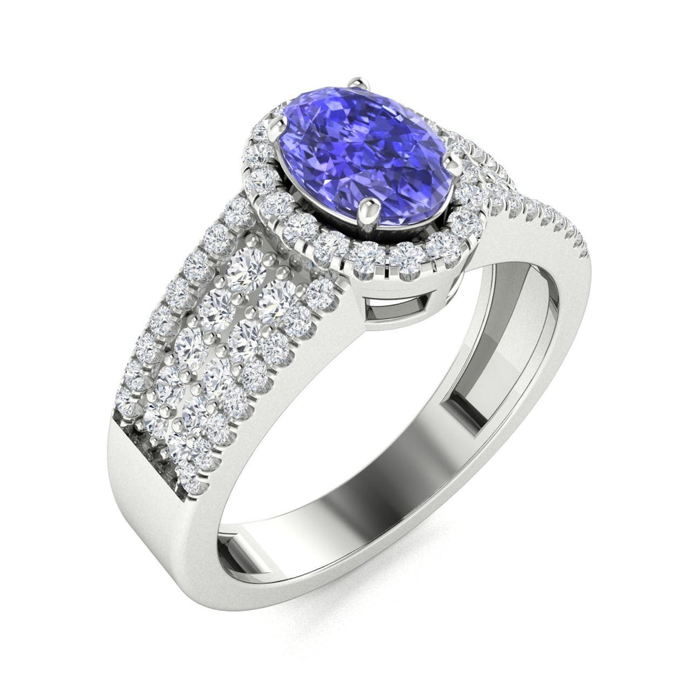 14KT Gold Tanzanite and Diamond Ladies Ring (Tanzanite 0.85 cts. White Diamond 0.76 cts.)