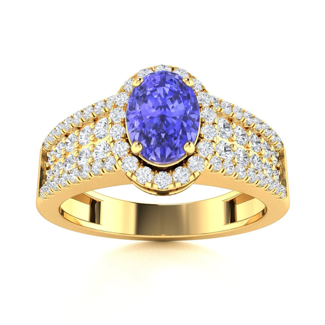 14KT Gold Tanzanite and Diamond Ladies Ring (Tanzanite 0.85 cts. White Diamond 0.76 cts.)