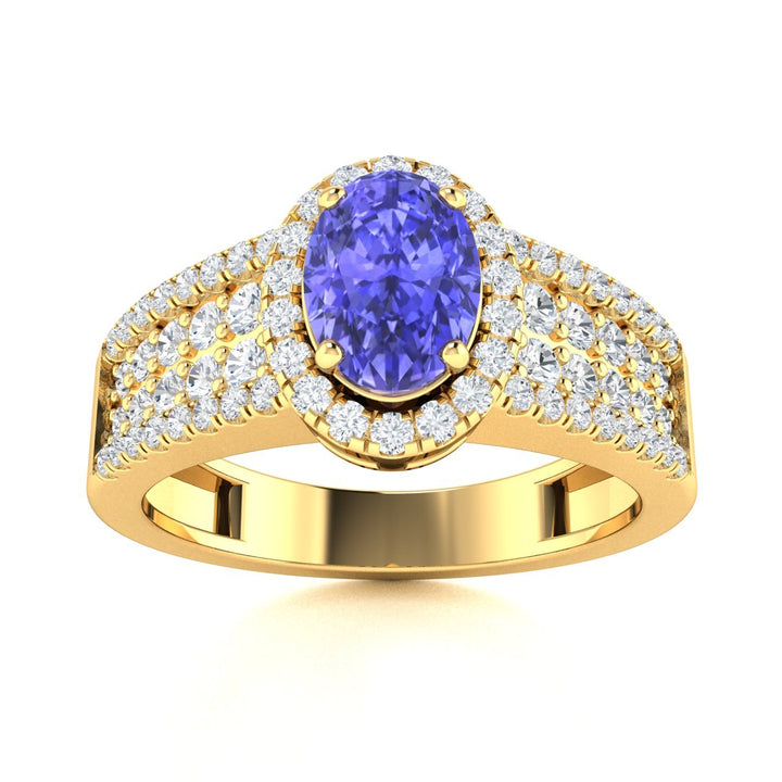14KT Gold Tanzanite and Diamond Ladies Ring (Tanzanite 0.85 cts. White Diamond 0.76 cts.)