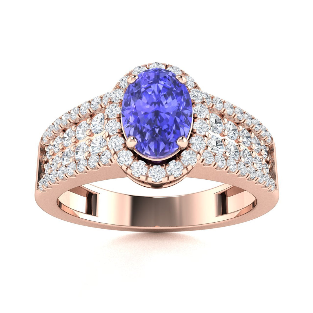14KT Gold Tanzanite and Diamond Ladies Ring (Tanzanite 0.85 cts. White Diamond 0.76 cts.)