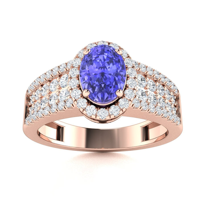 14KT Gold Tanzanite and Diamond Ladies Ring (Tanzanite 0.85 cts. White Diamond 0.76 cts.)