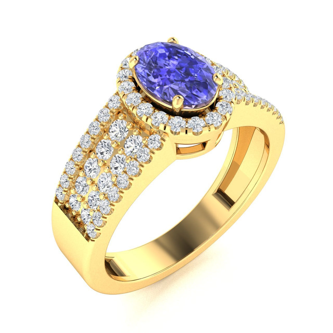 14KT Gold Tanzanite and Diamond Ladies Ring (Tanzanite 0.85 cts. White Diamond 0.76 cts.)