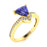 14KT Gold Tanzanite and Diamond Ladies Ring (Tanzanite 0.88 cts. White Diamond 0.14 cts.)