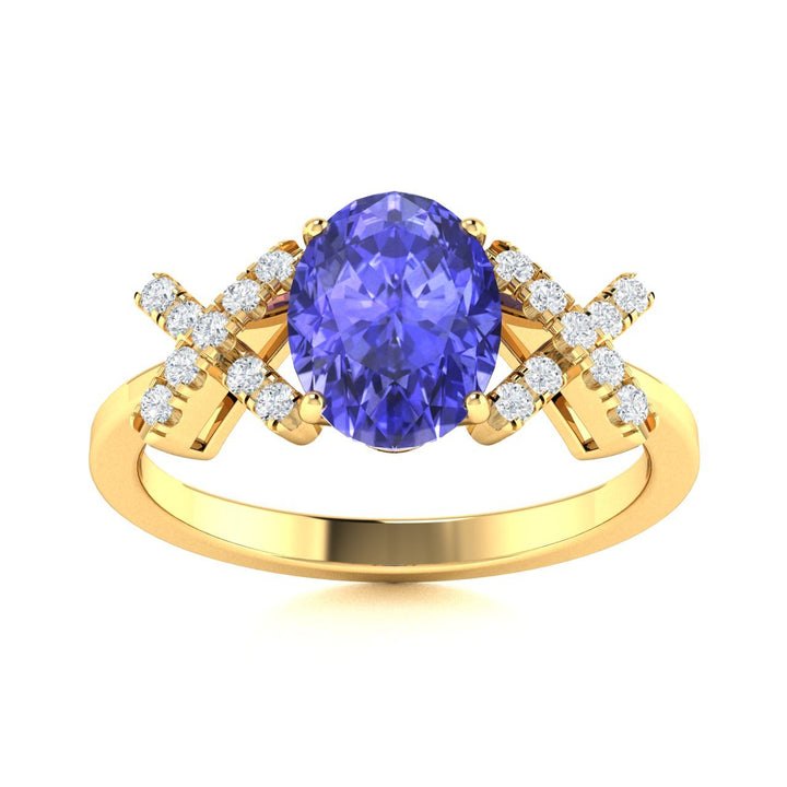 14KT Gold Tanzanite and Diamond Ladies Ring (Tanzanite 0.9 cts. White Diamond 0.04 cts.)