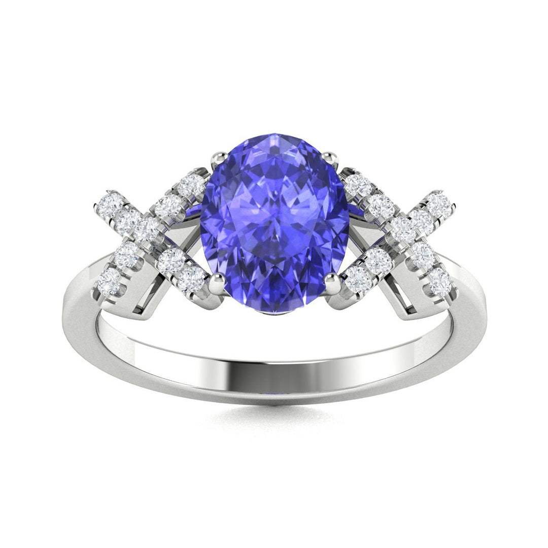 14KT Gold Tanzanite and Diamond Ladies Ring (Tanzanite 0.9 cts. White Diamond 0.04 cts.)
