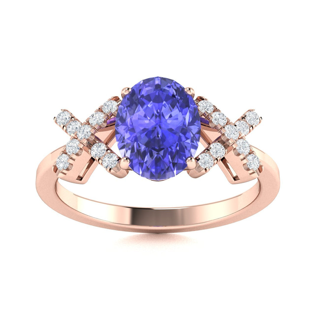 14KT Gold Tanzanite and Diamond Ladies Ring (Tanzanite 0.9 cts. White Diamond 0.04 cts.)