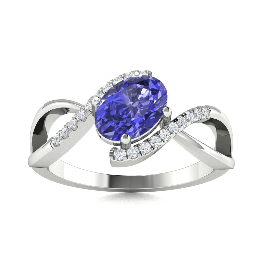 14KT Gold Tanzanite and Diamond Ladies Ring (Tanzanite 0.91 cts. White Diamond 0.08 cts.)