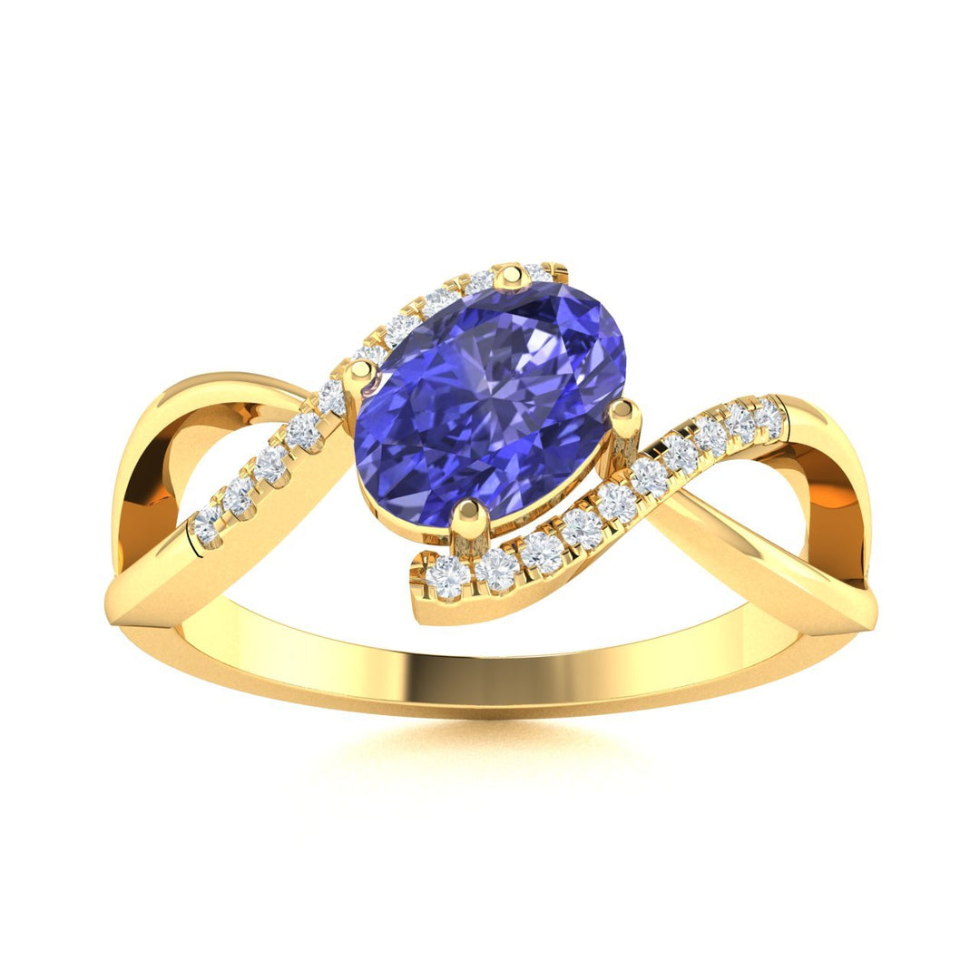14KT Gold Tanzanite and Diamond Ladies Ring (Tanzanite 0.91 cts. White Diamond 0.08 cts.)