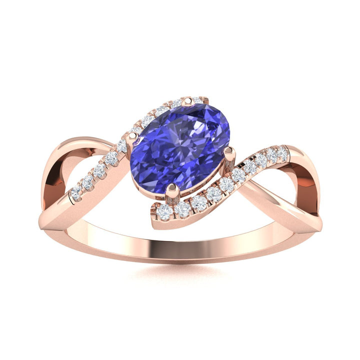 14KT Gold Tanzanite and Diamond Ladies Ring (Tanzanite 0.91 cts. White Diamond 0.08 cts.)