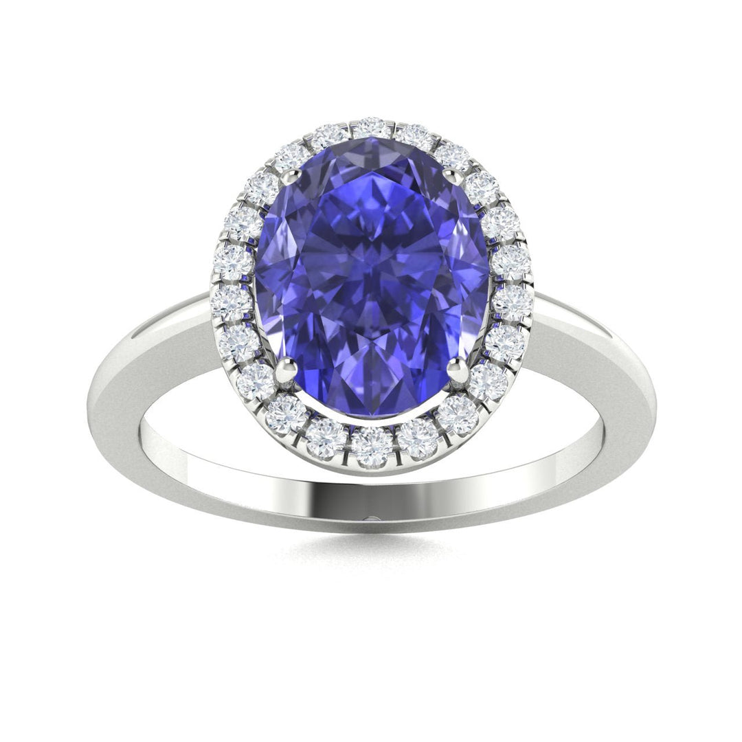 14KT Gold Tanzanite and Diamond Ladies Ring (Tanzanite 0.92 cts. White Diamond 0.08 cts.)