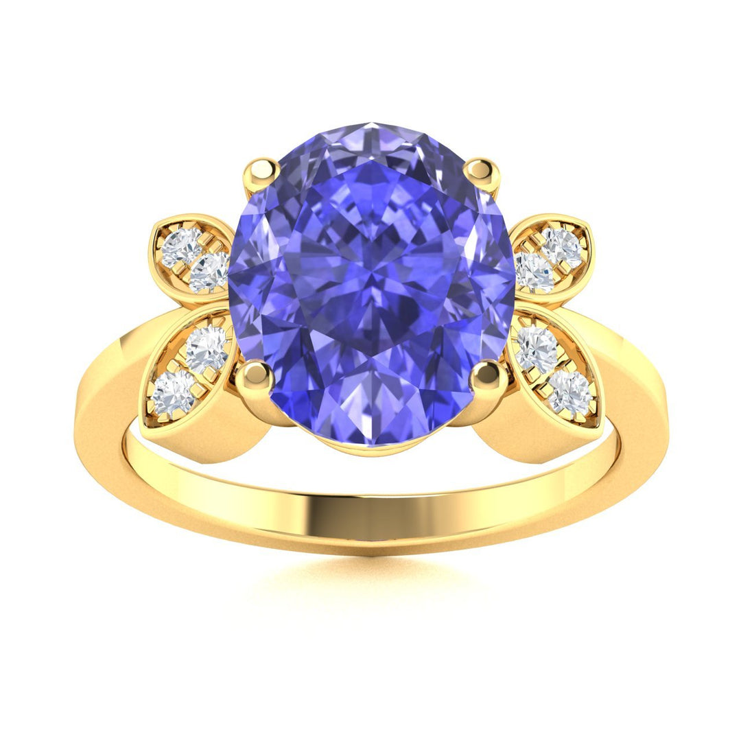 14KT Gold Tanzanite and Diamond Ladies Ring (Tanzanite 0.96 cts. White Diamond 0.03 cts.)