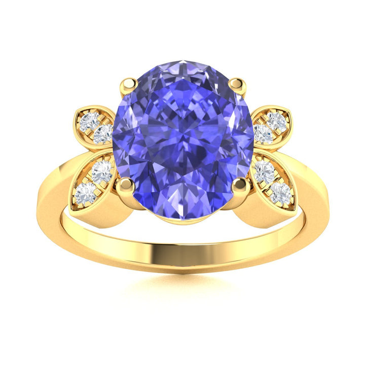 14KT Gold Tanzanite and Diamond Ladies Ring (Tanzanite 0.96 cts. White Diamond 0.03 cts.)