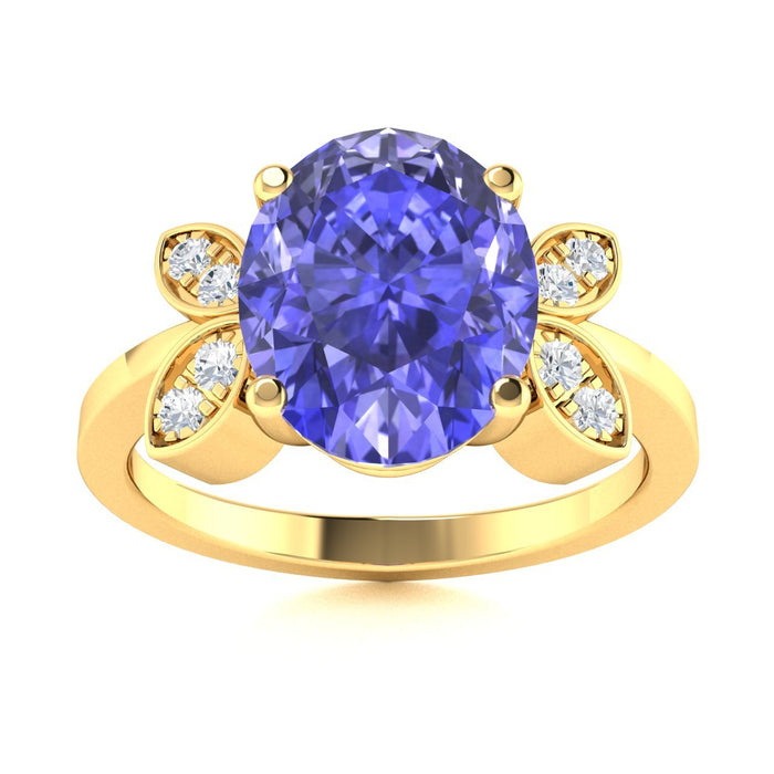 14KT Gold Tanzanite and Diamond Ladies Ring (Tanzanite 0.96 cts. White Diamond 0.03 cts.)