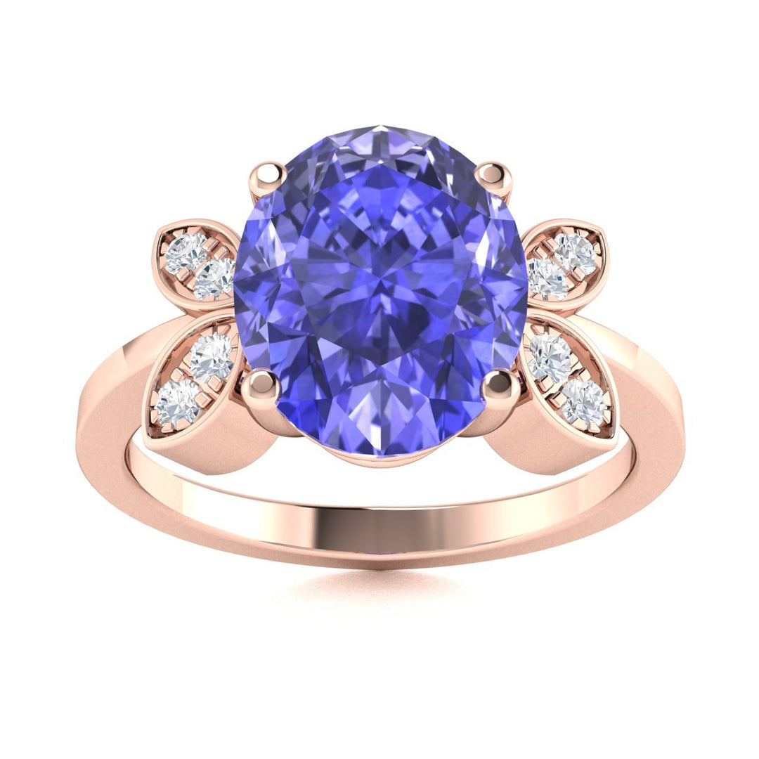 14KT Gold Tanzanite and Diamond Ladies Ring (Tanzanite 0.96 cts. White Diamond 0.03 cts.)