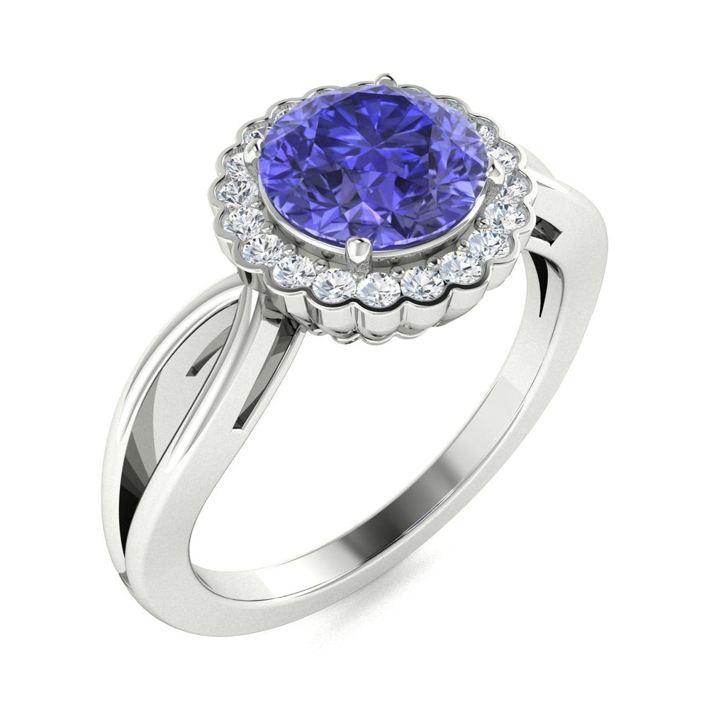 14KT Gold Tanzanite and Diamond Ladies Ring (Tanzanite 0.96 cts. White Diamond 0.07 cts.)