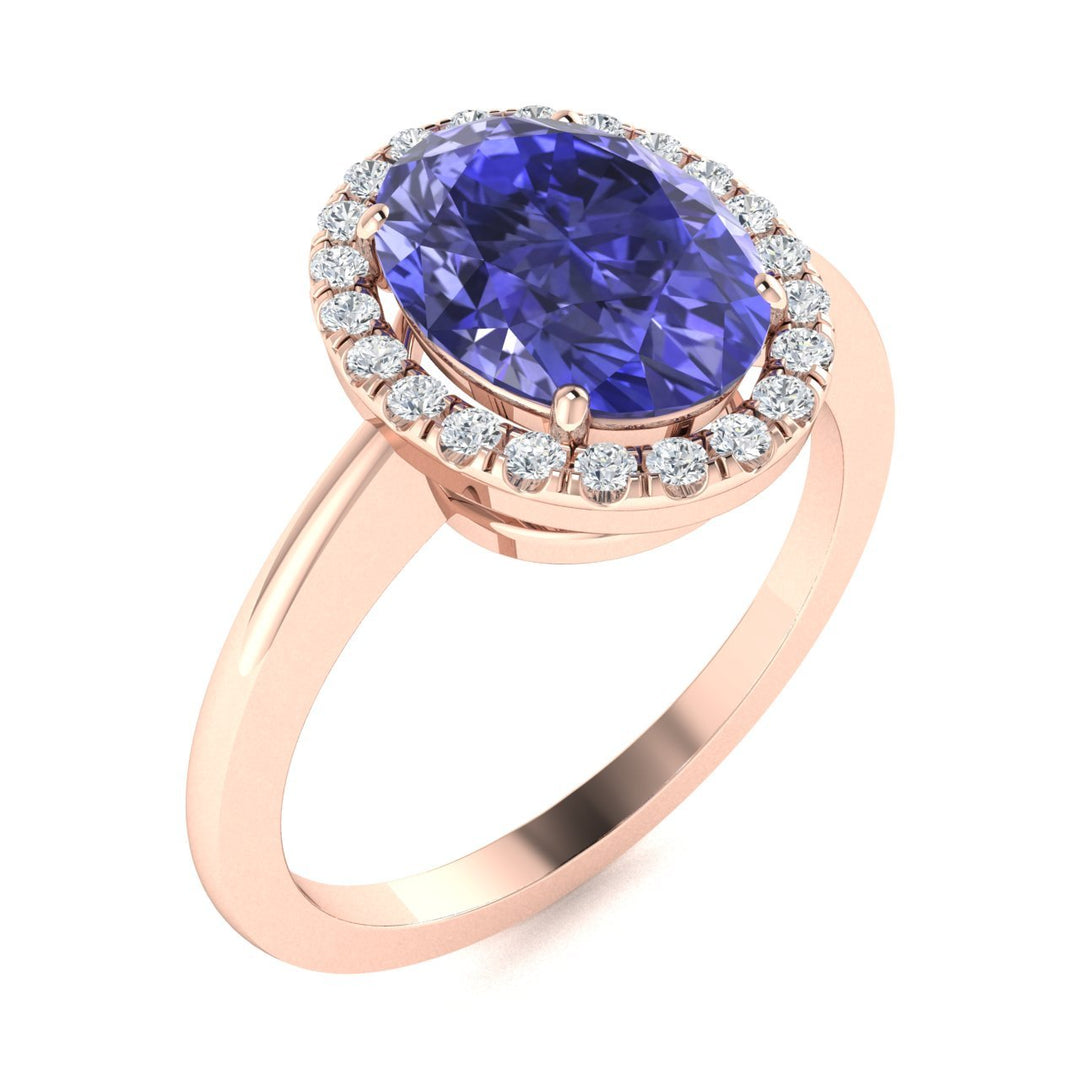 14KT Gold Tanzanite and Diamond Ladies Ring (Tanzanite 1.00 ct White Diamonds 0.10 cts)