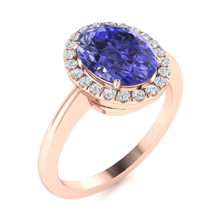 14KT Gold Tanzanite and Diamond Ladies Ring (Tanzanite 1.00 ct White Diamonds 0.10 cts)