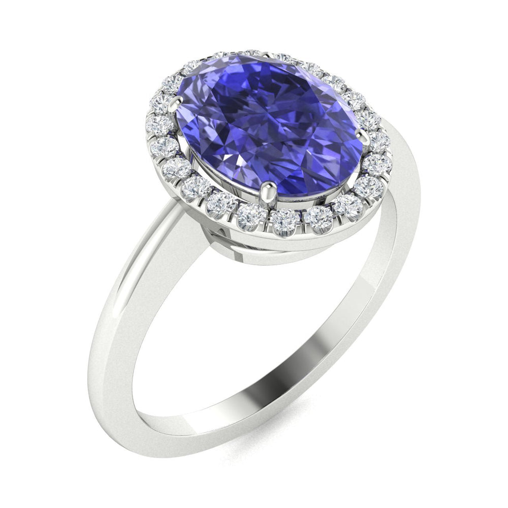 14KT Gold Tanzanite and Diamond Ladies Ring (Tanzanite 1.00 ct White Diamonds 0.10 cts)