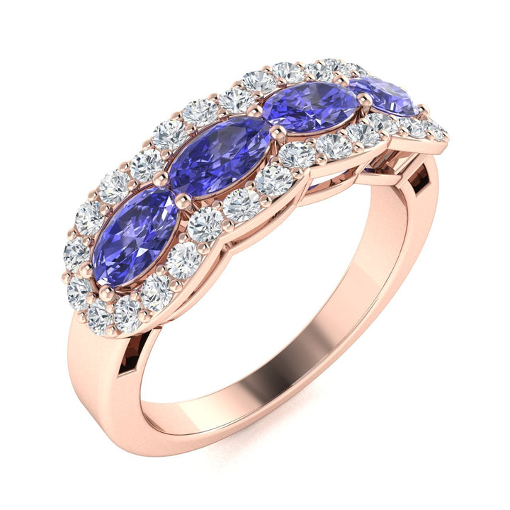 14KT Gold Tanzanite and Diamond Ladies Ring (Tanzanite 1.02 cts. White Diamond 0.33 cts.)