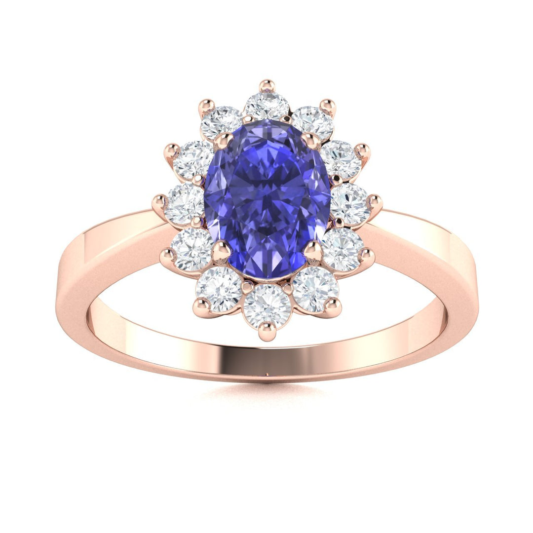 14KT Gold Tanzanite and Diamond Ladies Ring (Tanzanite 1.09 cts. White Diamond 0.31 cts.)