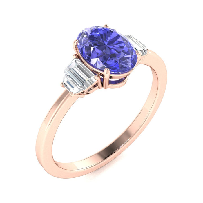 14KT Gold Tanzanite and Diamond Ladies Ring (Tanzanite 1.21 cts White Diamonds 0.13 cts)