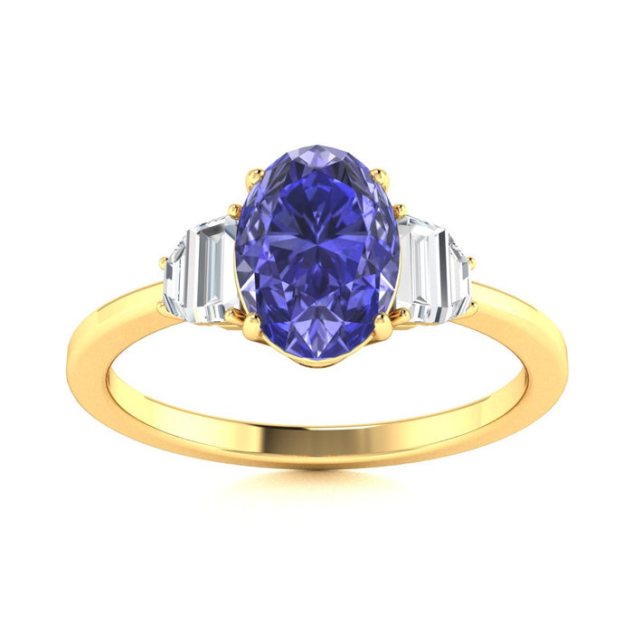 14KT Gold Tanzanite and Diamond Ladies Ring (Tanzanite 1.21 cts White Diamonds 0.13 cts)